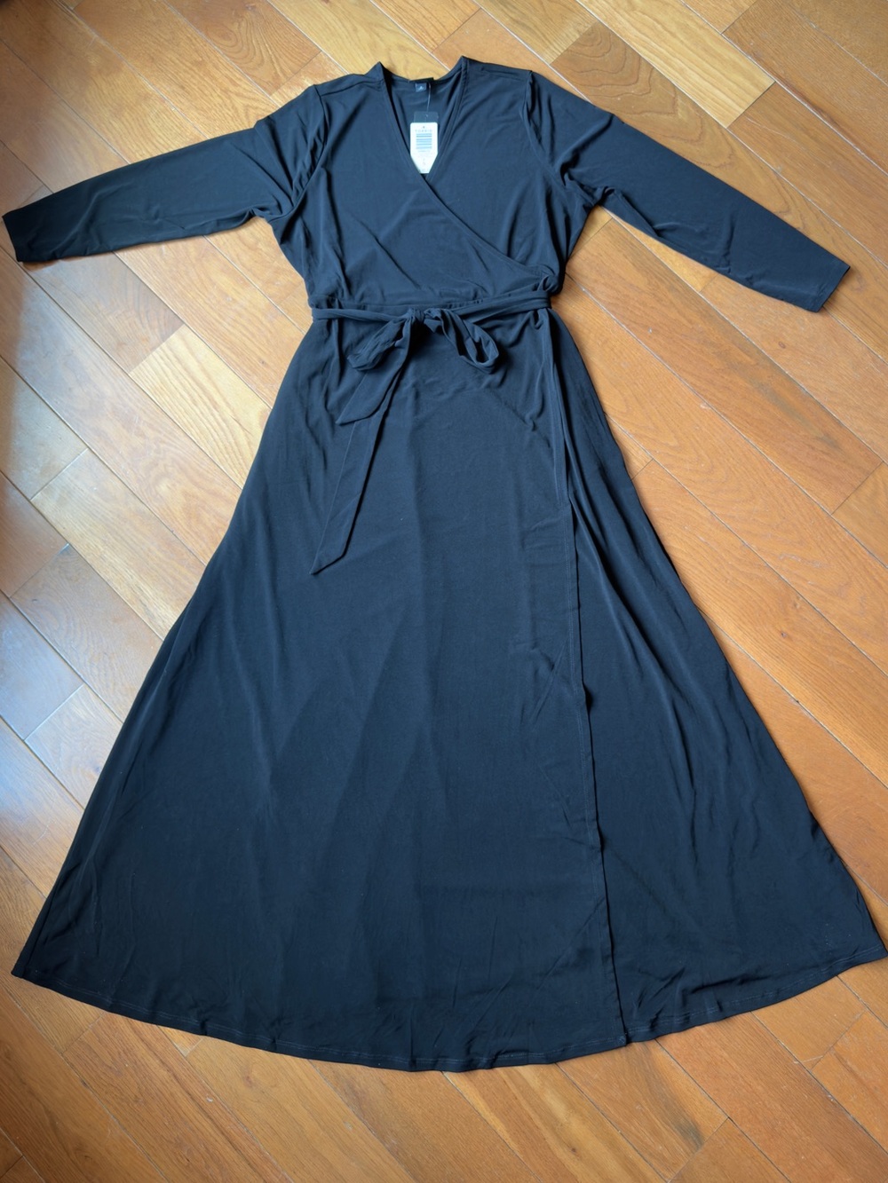 Torrid Black Maxi Wrap Dress 3/4 Sleeve Surplice NWT L